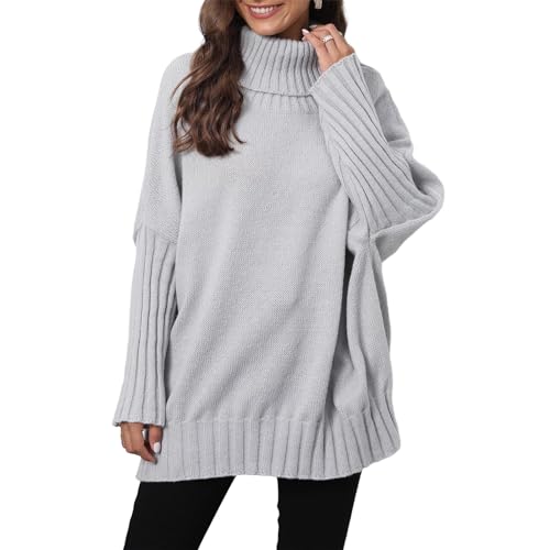 Watreketal Pullover Damen,Stilvoller Lockerer Rollkragenpullover Weiche Und Warme Strickwaren Langärmelige Pullover-Oberteile Für Die Freizeit Und Das Büro von Watreketal