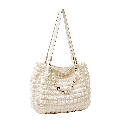 Watreketal Runded Design Satchel Bag Bubble Falten Schulterhandtaschen Für Mädchen Frauen Reisen Tasche Lady Geldbeutel Große Kapazität Handtasche von Watreketal