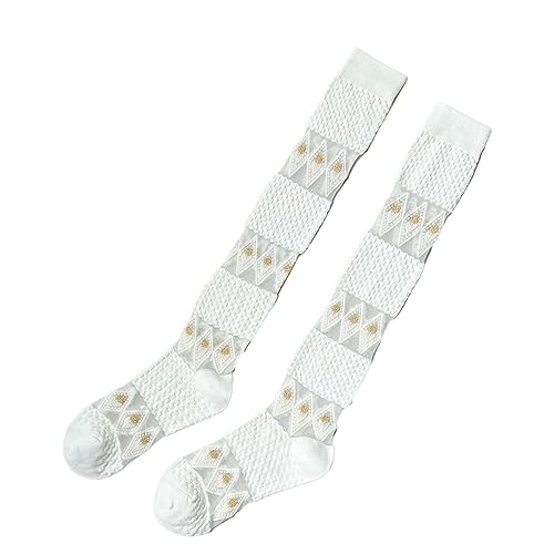 Watreketal Socken,Damen Durchsichtige Kniestrümpfe aus Spitzennetzgewebe Knie- und Wadenstrümpfe mit Rüschen lange Socken für Valentinstag Kleid Alltagskleid von Watreketal