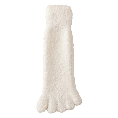Watreketal Socken,Damen Zehensocken aus flauschigem Plüsch in Volltonfarbe für den Winter warme weiche Korallenvlies-Fünffingersocken für den Schlaf zu Hause Thermo-Hausschuhsocken von Watreketal