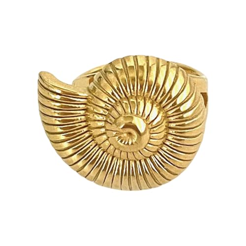 Watreketal Spiralen/Muschel/Croissants Verstellbare Öffnungsringe Trendy Edelstahlfinger Ringe Schmuck Für Modische Frauen Natur Inspirierter von Watreketal
