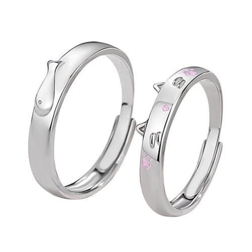 Watreketal Stilvolle Katzen Und Fisch Themen Paarringe Mit Robusten Messing Eleganten Designs Und Bleiben Des Zubehörs Für Tägliche Verschleißpaare Ringe von Watreketal