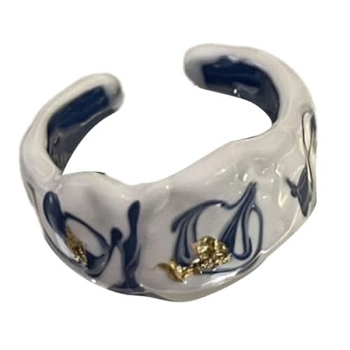 Watreketal Stilvolle Offene Ringe Mit Handbemaltem Tropföl Und Goldfolie Keramikfinger Rings Festival Geschenk Für Mode Enthusiasten Eröffnung von Watreketal