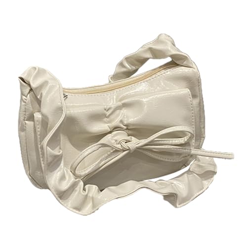 Watreketal Stilvoller Lässiger Plissierter Verstellbarer Umhängetasche Mit Neuer Bowknot Mondform PU Leder Handtasche Für Weibliche Halbmondform Satchel von Watreketal