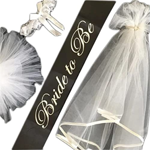 Watreketal Stirnband, 3 Stück, Schärpe für die zukünftige Braut, weiß, kurzer Schleier, Junggesellinnenabschied, Brautparty, Dekorationsset von Watreketal