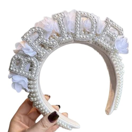 Watreketal Stirnband, Braut-Haarband, Haarreifen für Hochzeit, Party, Haarband mit 3D-Buchstaben, Kopfbedeckung, Verlobung, Abendessen von Watreketal