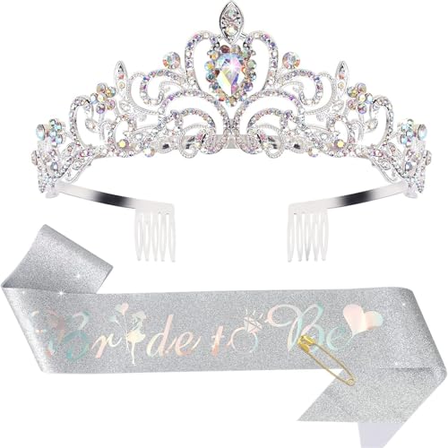Watreketal Stirnband, Hochzeits-Stirnband, Strass-Kronen für zukünftige Braut, Brautparty-Zubehör-Set, Schärpen für die zukünftige Braut Watreketal Stirnband, Hochzeits-Stirnband, Strass-Kronen für zukünftige Braut, Brautparty-Zubehör-Set, Schärpen für die zukünftige Braut von Watreketal