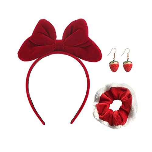 Watreketal Stirnband, Plüsch für Katzenohren, Haarband, Choker-Set, Schleifen, Haarband, Lederhalsband, weiches Haargummi, Weihnachtsdekoration, Brille von Watreketal