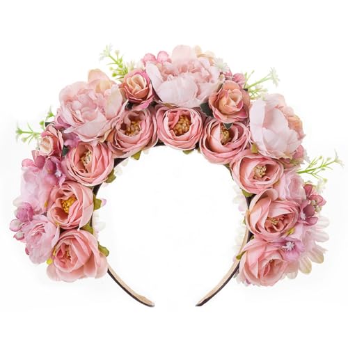 Watreketal Stirnband, auffälliges Haar-Accessoire, vielseitiges Haarteil, Kopfbedeckung, ethnische Blume, Haarreifen, modisch, für Hochzeiten und Partys von Watreketal