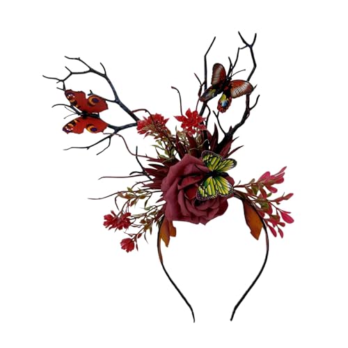 Watreketal Stirnband, einzigartige Blumenzweige, Schmetterling, Kopfbedeckung, Party, Blume, Stirnbänder, Teufelszweig, Animation, Haarreifen für Live-Show von Watreketal