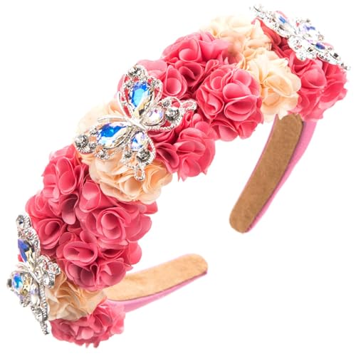 Watreketal Stirnband, einzigartiges Blumen-Haarband, breite Oberseite, Schmetterling, modische Stirnbänder, Weihnachts-Kopfbedeckung, Haarschmuck für Damen von Watreketal