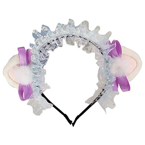 Watreketal Stirnband, koreanisches süßes Spitzen-Stirnband, schöne Plüsch-Kätzchenohren, Schleife, Haarreif, Anime, Cosplay, Party, Bandana, Kopfschmuck Watreketal Stirnband, koreanisches süßes Spitzen-Stirnband, schöne Plüsch-Kätzchenohren, Schleife, Haarreif, Anime, Cosplay, Party, Bandana, Kopfschmuck von Watreketal
