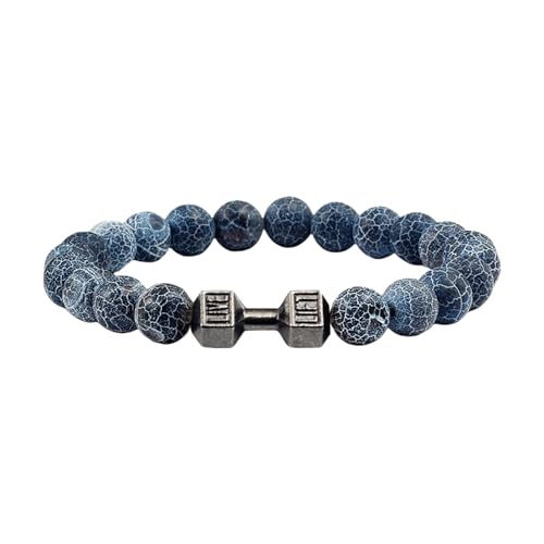 Watreketal Stretchseilsträhnen Armband Für Männer Mit Natürlichen Eleganten Stein Und Hantelbrand Täglich Gebrauch Casual Wear HandMated Perlen Armband von Watreketal