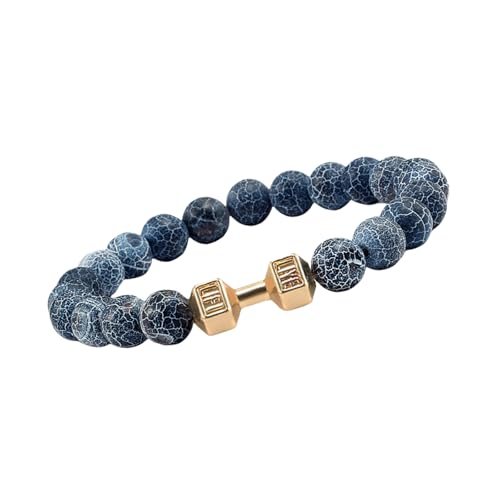 Watreketal Stretchseilsträhnen Armband Für Männer Mit Natürlichen Eleganten Stein Und Hantelbrand Täglich Gebrauch Casual Wear HandMated Perlen Armband von Watreketal