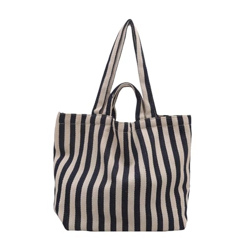 Watreketal Stripte Handtasche Für Frauen All Matching Top Tasche Mode Schulterschule Große Kapazität Pendeln Frauen Handtaschen Schulter Canvas Mode Shopping Für Täglich von Watreketal