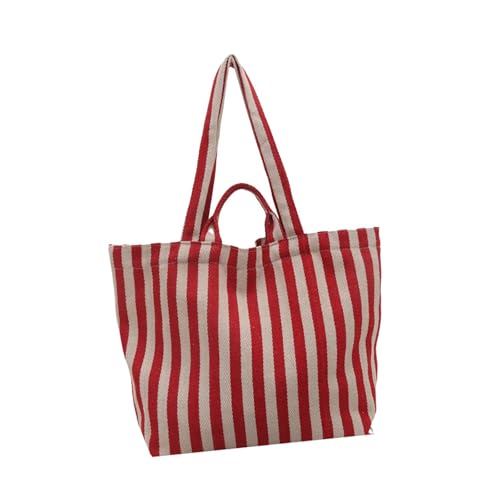 Watreketal Stripte Handtasche Für Frauen All Matching Top Tasche Mode Schulterschule Große Kapazität Pendeln Frauen Handtaschen Schulter Canvas Mode Shopping Für Täglich von Watreketal