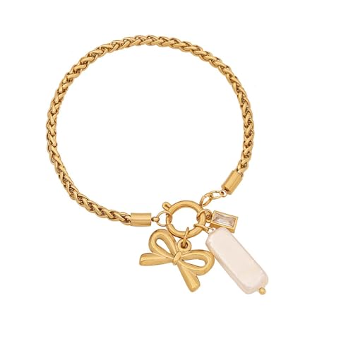 Watreketal Stylish Herzförmige Anhänger Armband Kette Edelstahl Textur Für Party Alltag Trendy Women Armband von Watreketal