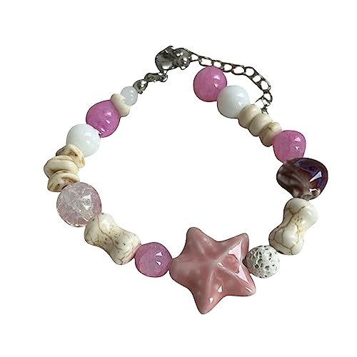 Watreketal Süße Macaron Seestarfish Charme Armband Trend Handkette Statement Stück Ästhetik Y2K Fun Mode Bestie Schmuck Geschenk Macaron Perlen Seestarfish Armband von Watreketal