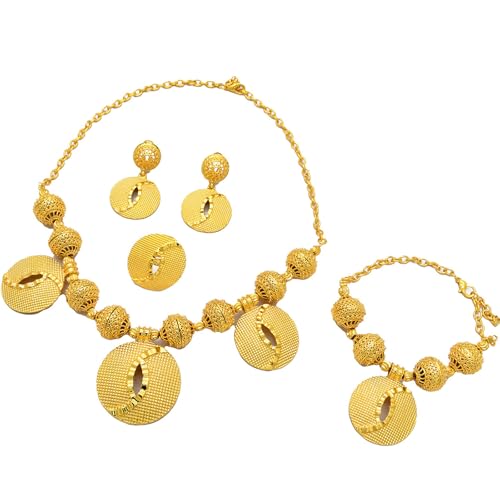 Watreketal Traditionelle Afrikanische Hochzeitsschmuck Set Sparkly Gold Color Halskette Ohrringe Für Braut Und Mode Enthusiasten Vietnamesischer Brautschmuck von Watreketal