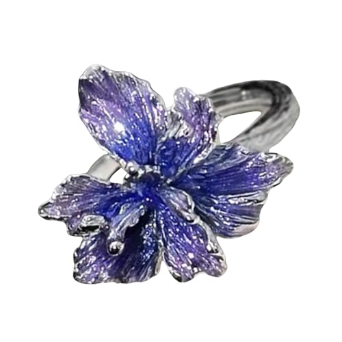 Watreketal Vielseitige Blaue Emaillierte Verstellbare Ringe Bequemer Schmuck Stapelbar Mit Anderen Zubehör Leicht Verstellbare Legierungsringe von Watreketal