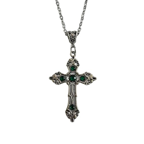 Watreketal Vintage Cross Anhänger Halskette Für Männer Frauen Gothic Accessoires Trendy Schmuck Gothic Crucifix Kristall Halshärte Vintage von Watreketal