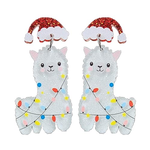 Weihnachts Cartoon Acryl Drop Ohrringe Baum Alpakas Lebkuchen Mann Dangle Party Schmuck Geschenk Für Frauen Mädchen Fashion Acryl Hangle Leicht Einzigartig von Watreketal