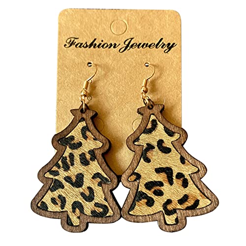 Weihnachtsbaum Leopardenmuster Ohrringe Eingelegtes Holzbaum Anhänger Ohrring Dangle Ohrring Geschenk Für Frauen Dangle Ohrringe Für Frauen Hochzeit von Watreketal
