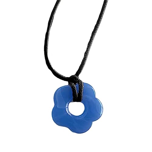 Zarte Acrylblüte Anhänger Halskette Ausgehöhltes Blütenschluckschreie Schöner Nackenschmuck Für Lässige Oder Formelle Ereignis Wachsfaden Halskette von Watreketal