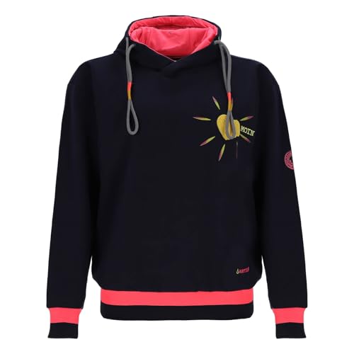 Wattlöper Damen Sweathoody mit Frottee-Herz und Moin-Schriftzug - Modischer maritimer Kapuzenpullover in Dunkelblau Größe XXL von Wattlöper