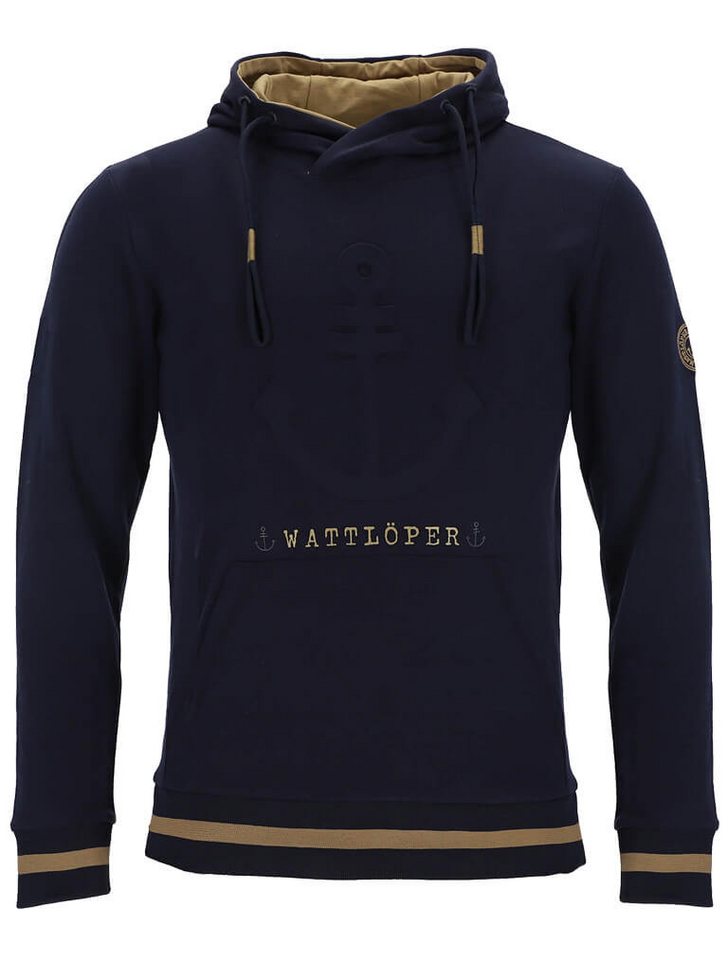 Wattlöper Kapuzenpullover Herren Sweathoody mit Anker-PopUp - Modischer Pullover mit Kapuze von Wattlöper