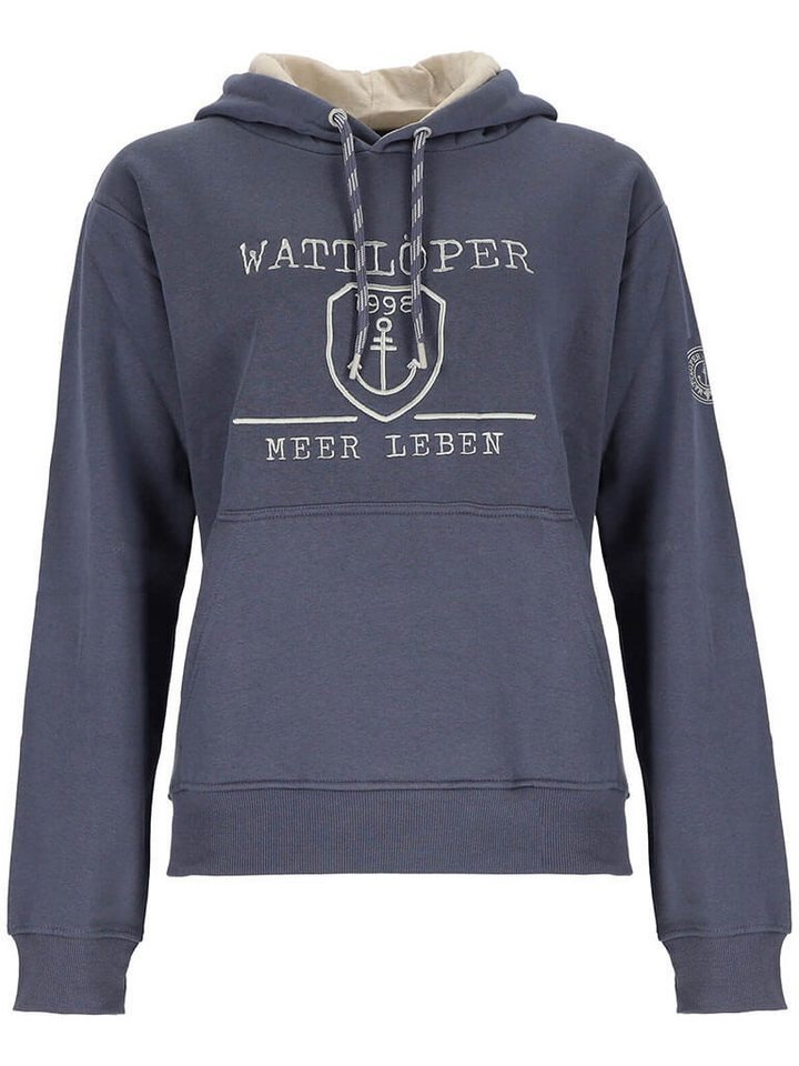 Wattlöper Kapuzenpullover 80873 Unisex Sweathoody mit auffälligem Brust-Stick und Kängurutasche von Wattlöper