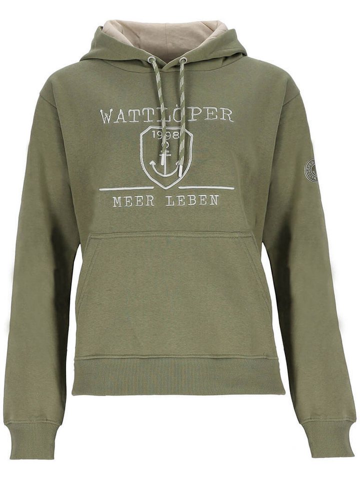 Wattlöper Kapuzenpullover 80873 Unisex Sweathoody mit auffälligem Brust-Stick und Kängurutasche von Wattlöper