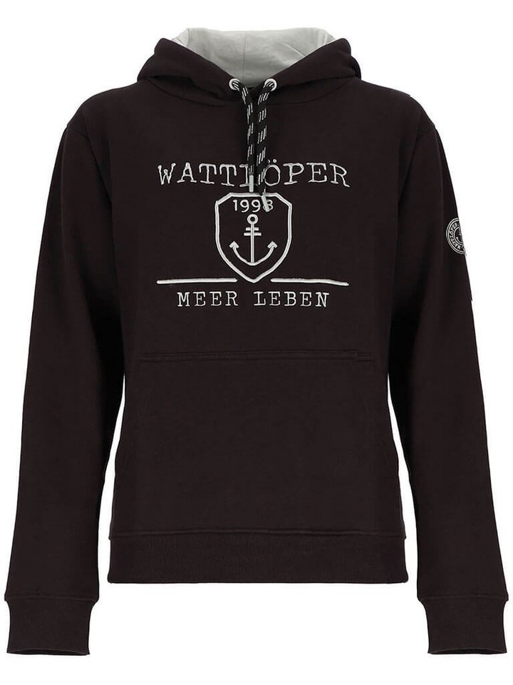 Wattlöper Kapuzenpullover 80873 Unisex Sweathoody mit auffälligem Brust-Stick und Kängurutasche von Wattlöper