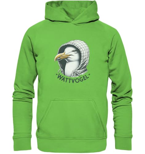 Wattvogel Kaputzenpullover Motiv Möwe mit Kaputze Schriftzug Vogel Nordsee - Basic Unisex Hoodie von Wattvogel