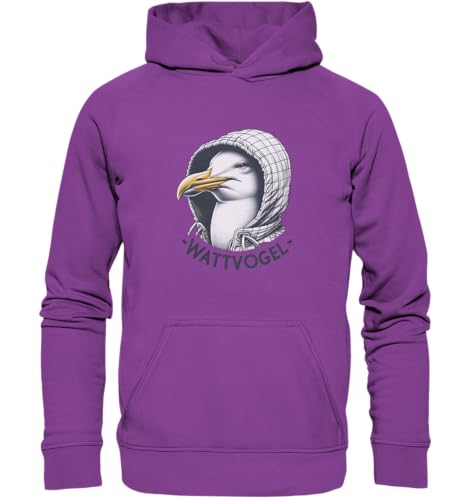 Wattvogel Kaputzenpullover Motiv Möwe mit Kaputze Schriftzug Vogel Nordsee - Basic Unisex Hoodie von Wattvogel