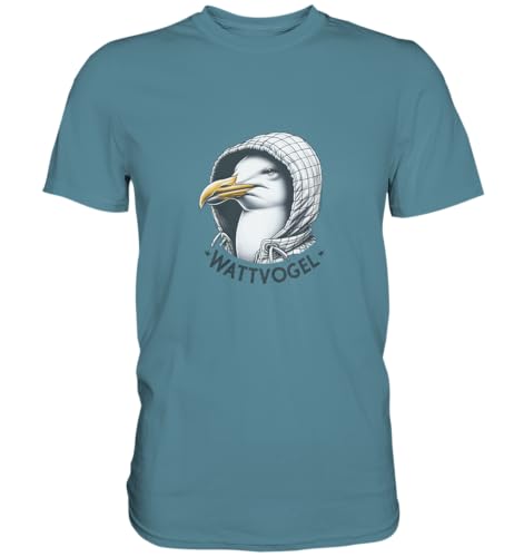 Wattvogel - Motiv Möwe mit Kaputze Schriftzug T - Shirt Herren von Wattvogel