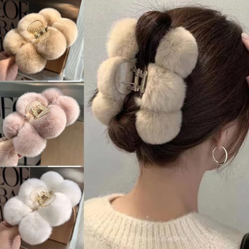 Haargreifer Mädchen Plüsch Haarklammern Damen Dünnes Haar Styling-Werkzeuge Dickes Haar Klaue Clips 3 Stück von Watwass