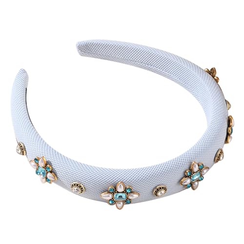 Haarreifen Damen Glitzer Haarbänder Strass Elegante Stirnband Dick Gepolstert Haare Hoops Mädchen Blau Styling-Werkzeuge von Watwass