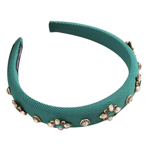 Haarreifen Damen Glitzer Haarbänder Strass Elegante Stirnband Dick Gepolstert Haare Hoops Mädchen Grün Styling-Werkzeuge von Watwass