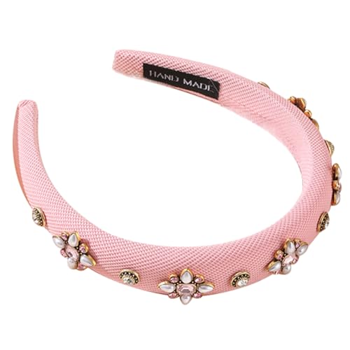 Haarreifen Damen Glitzer Haarbänder Strass Elegante Stirnband Dick Gepolstert Haare Hoops Mädchen Rosa Styling-Werkzeuge von Watwass