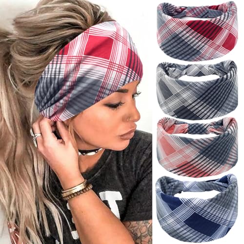 Mode Stirnband 4 Stück Breite Haarbänder Damen Modern Streifen Kopfband Mädchen Winter Frühling von Watwass