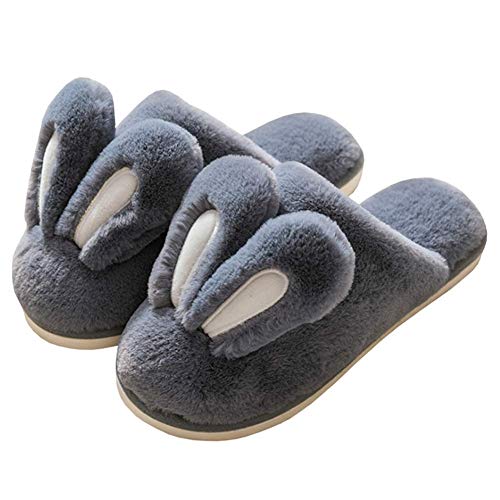 Watwass Hase Pantoffeln Jungen Plüsch Flauschige Hausschuhe Herren 39-44 Weit Kuschel Slipper Schwarz Weich von Watwass