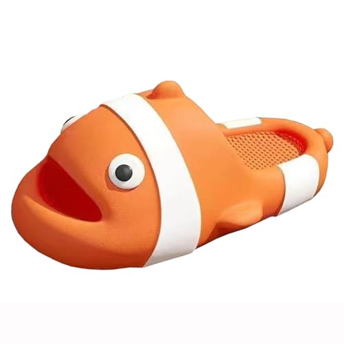 Watwass Hausschuhe Damen Lustig Fisch Badeschuhe Herren Rutschfest Slipper für Jungen Sommer Slide Sandalen Cartoon 36-44 von Watwass