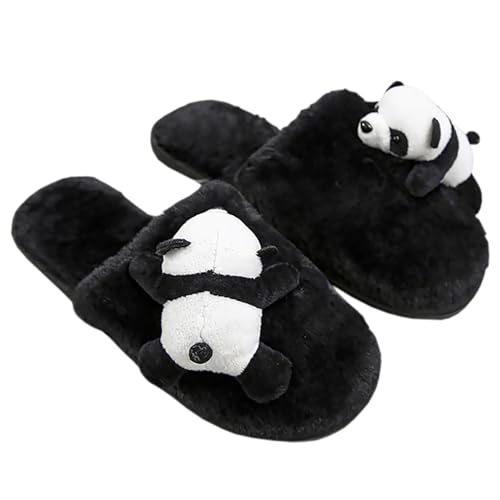 Watwass Panda Hausschuhe Damen Kuschelig Heimschuhe Plüsch Futter Warme Pantoffeln Herren 44 bis 35 von Watwass