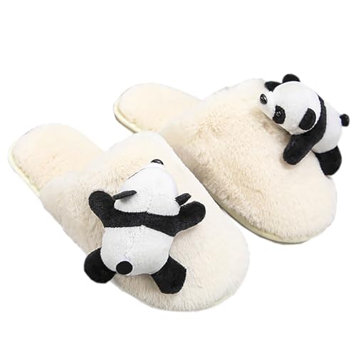 Watwass Panda Hausschuhe Damen Kuschelig Heimschuhe Plüsch Futter Warme Pantoffeln Herren 44 bis 35 von Watwass