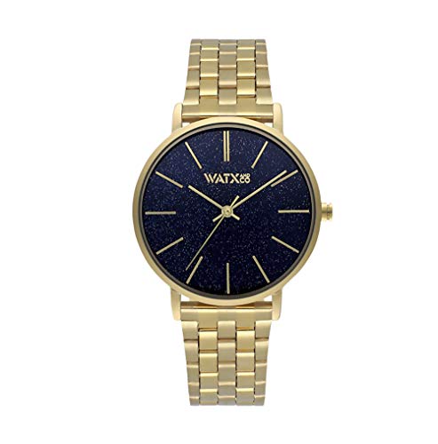Watx Damen-Armbanduhr, Kollektion Byz, goldfarben, Zifferblatt in Nachtblau mit Glitzer, 3 ATM, 38 mm, Referenz Byz2_38 von Watx