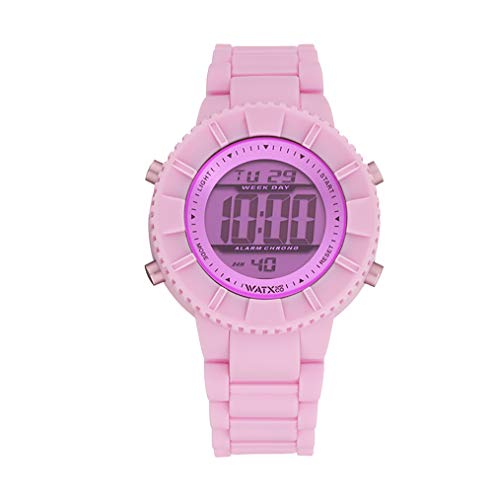 Watx Digital-Armbanduhr für Damen und Kinder, Kollektion Basic, digitales Zifferblatt mit rosafarbenem Glas und Armband aus Silikon, 5 ATM, 38 mm, Referenz Basic3_S von Watx