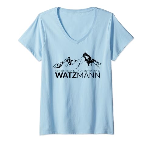 Damen Berg Watzmann GPS Koordinaten Adresse Geocaching T-Shirt mit V-Ausschnitt Damen Berg Watzmann GPS Koordinaten Adresse Geocaching T-Shirt mit V-Ausschnitt von Watzmann Königssee Berchtesgaden