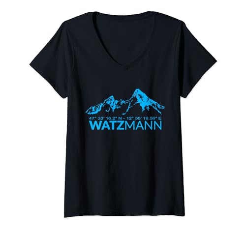 Damen Der legendäre Berg Watzmann T-Shirt mit V-Ausschnitt Damen Der legendäre Berg Watzmann T-Shirt mit V-Ausschnitt von Watzmann Königssee Berchtesgaden