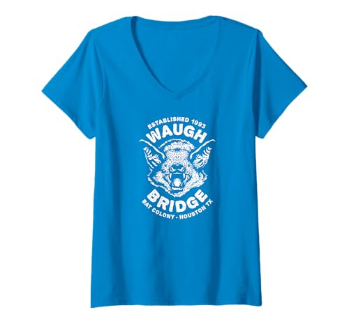 Damen Waugh Bridge Fledermauskolonie Houston TX Design T-Shirt mit V-Ausschnitt Damen Waugh Bridge Fledermauskolonie Houston TX Design T-Shirt mit V-Ausschnitt von Waugh Bridge Bat Colony Houston Texas Shop
